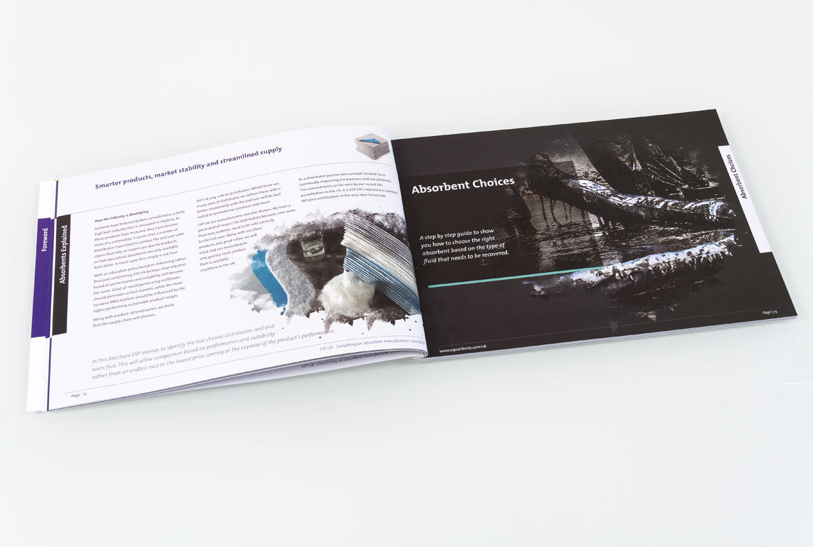 esp-early-brochure3 spread explaining about absorbent technologies and how they work