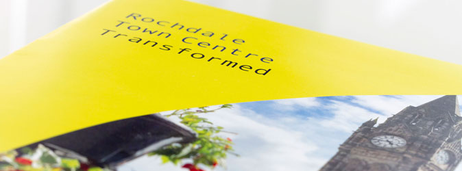town-centre-testimonial section of brochure front cover for Rochdale in bloom