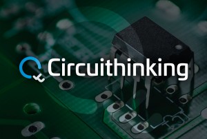 Circuithinking logo with an electronic circuit board background
