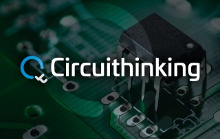 Circuithinking logo with an electronic circuit board background